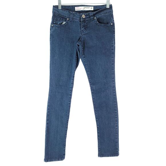 Grane Jeans Womens 1 (27x30.5) Blue Darcy Super Low Rise Skinny Dark Wash Y2K - Picture 1 of 9